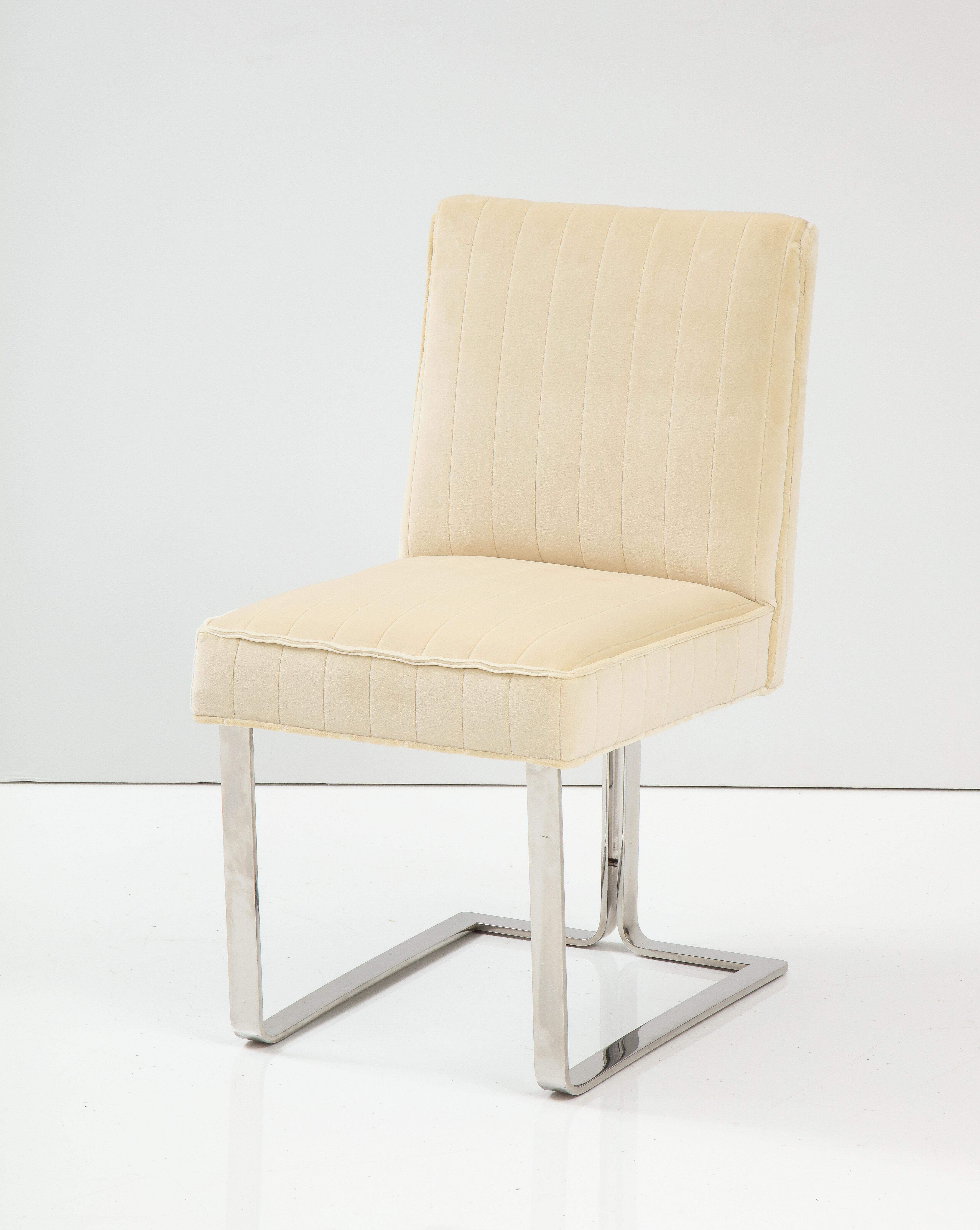 Mid-20th Century Vladimir Kagan For Kagan-Dreyfuss Steel And Velvet Dining Chairs Set Of 6 