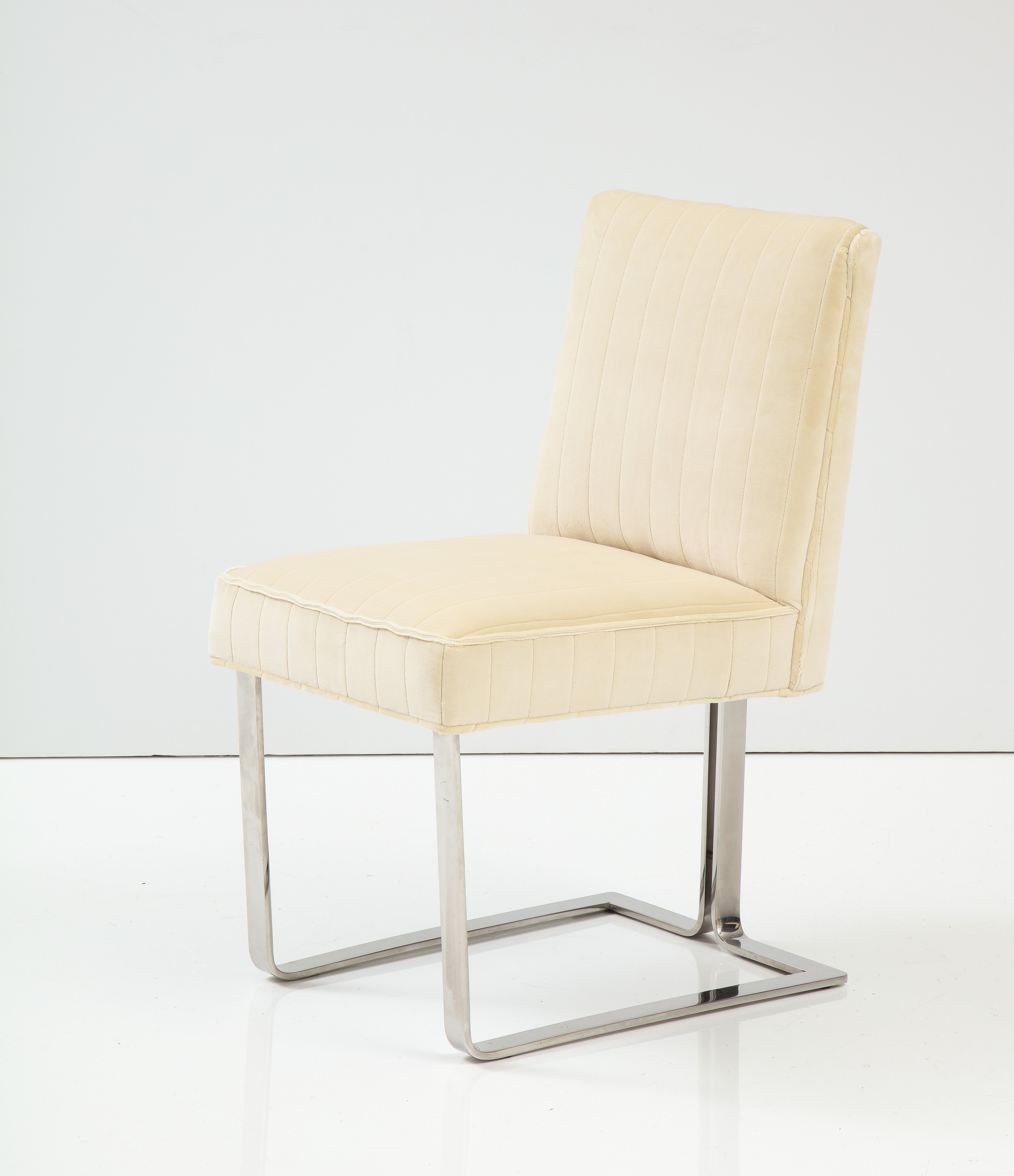 Stainless Steel Vladimir Kagan For Kagan-Dreyfuss Steel And Velvet Dining Chairs Set Of 6 