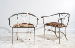 1970s Steel Armchairs by Maison Jansen
