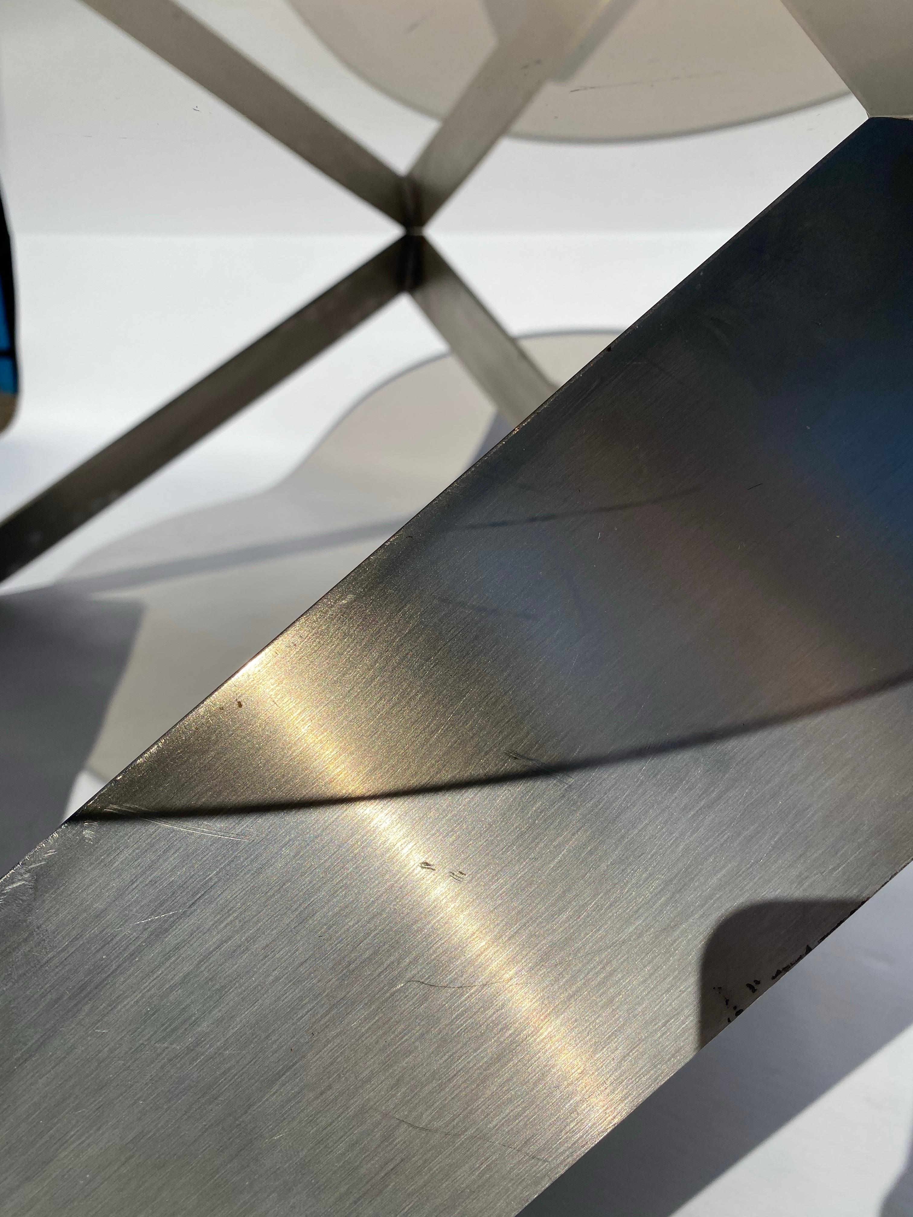 1970s Steel Coffee Table Knut Hesterberg for Ronald Schmitt Round Smoked Glass For Sale 3