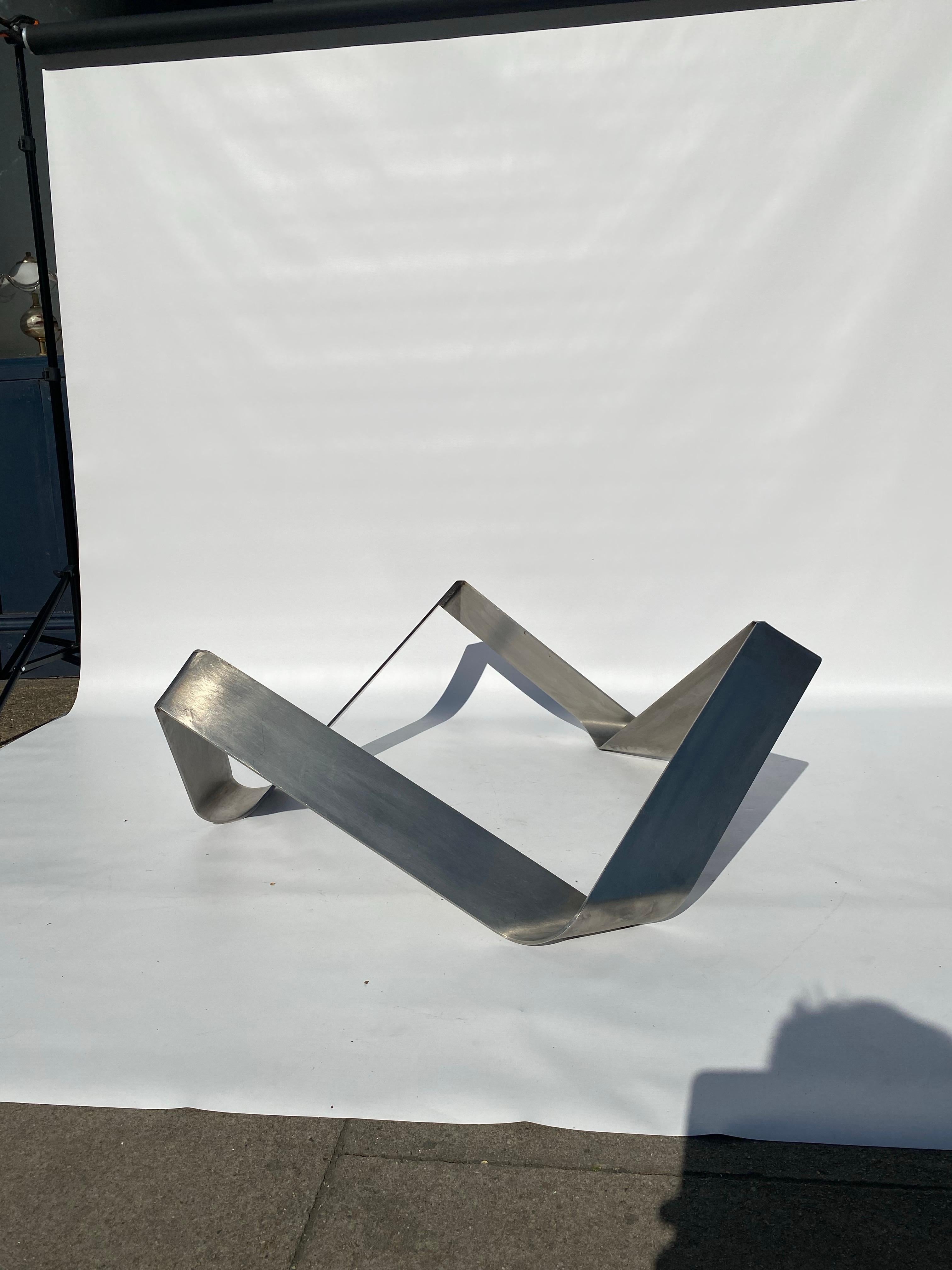 1970s Steel Coffee Table Knut Hesterberg for Ronald Schmitt Round Smoked Glass For Sale 11
