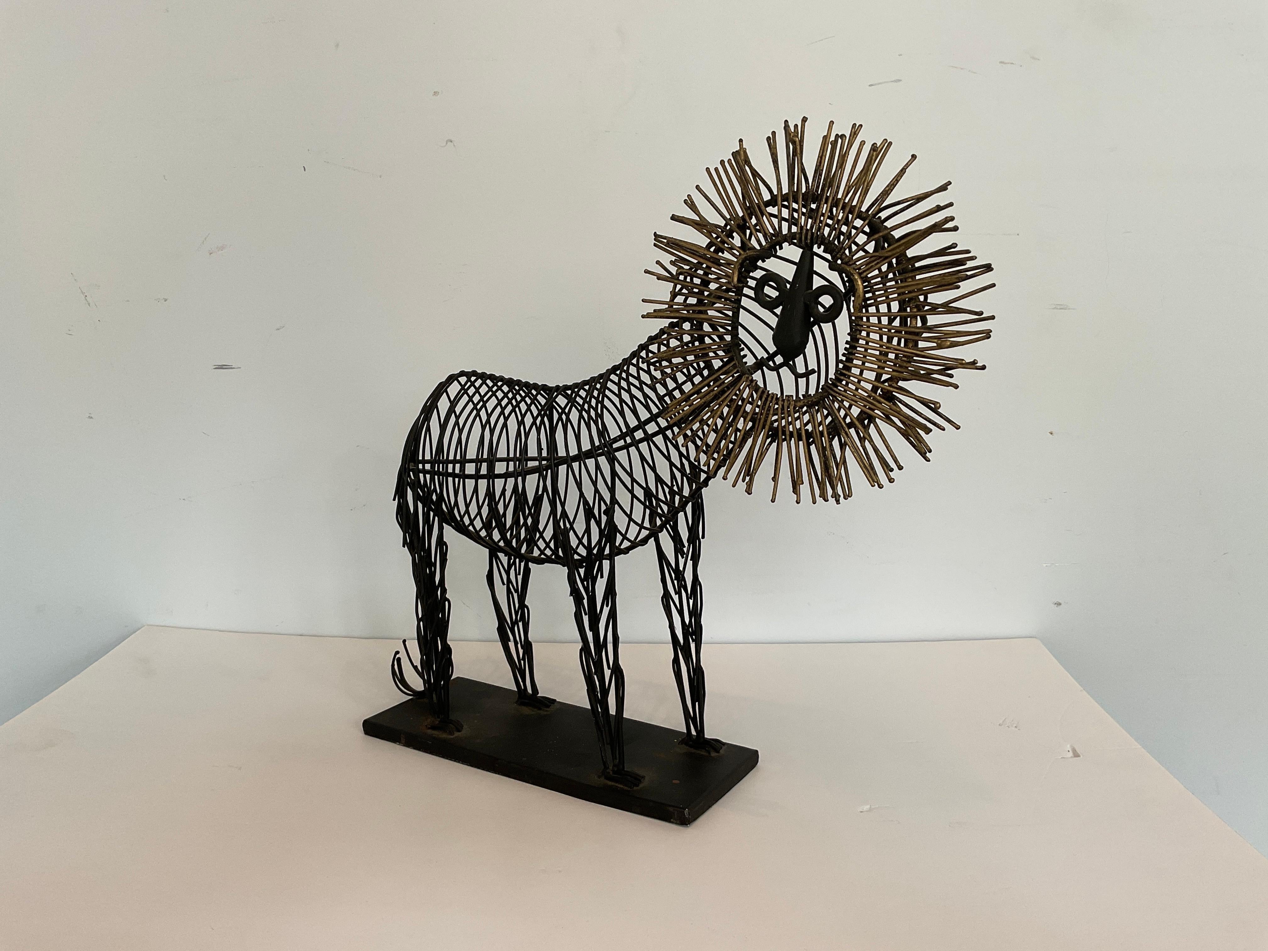 1970s Steel Lion Sculpture In Good Condition For Sale In Tarrytown, NY