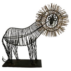 Sculpture de lion en acier des années 1970 