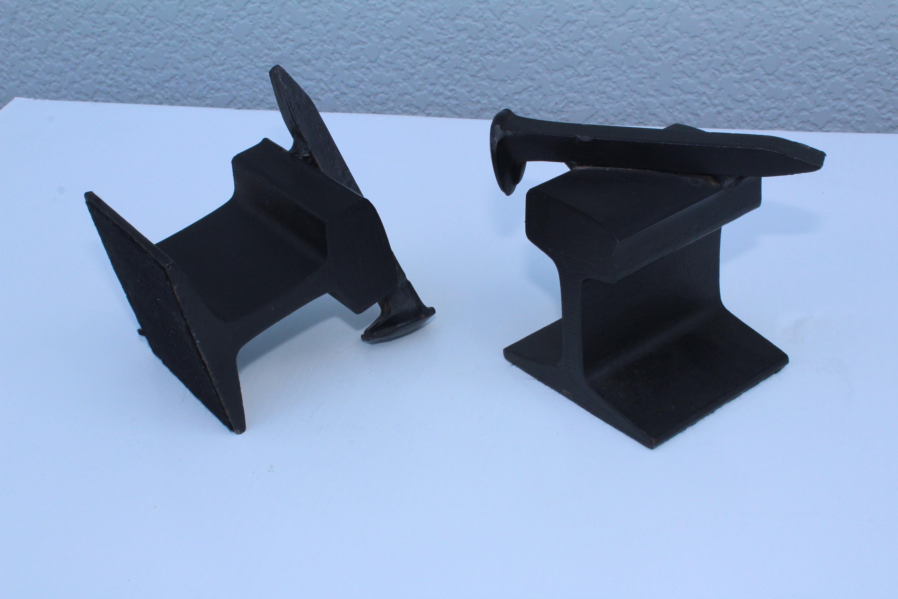 1970s Steel Railroad Beam Bookends 1