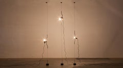 Lampes à suspension des années 1970 en fil d'acier et tubes d'aluminium par Achille Castiglioni