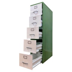 1970's SteelCase 5-Drawer Vertical File Cabinet - Refinished in Green and Cream