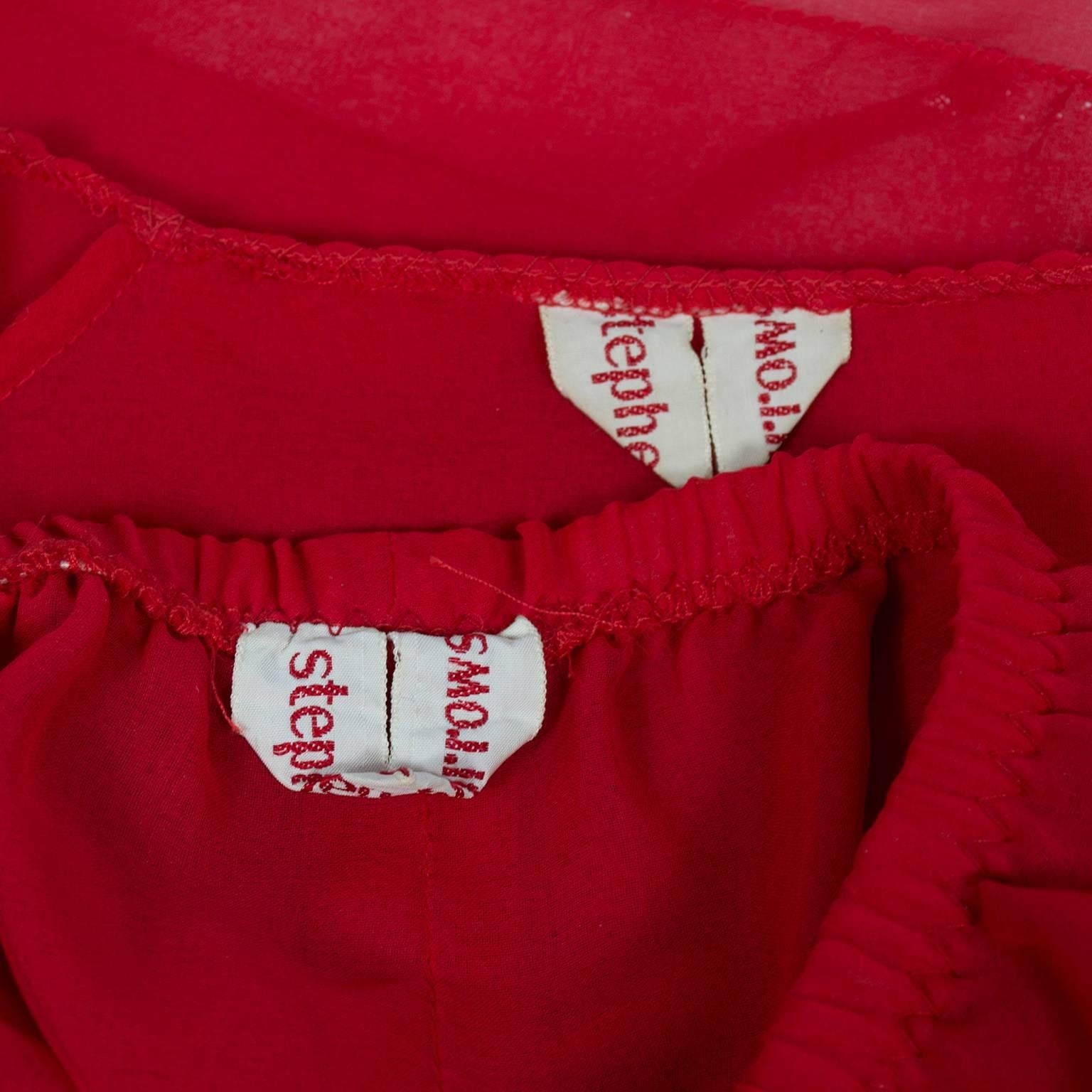 1970s Stephen Burrows Red Chiffon Evening Pantsuit Ensemble Dress Alternative 4