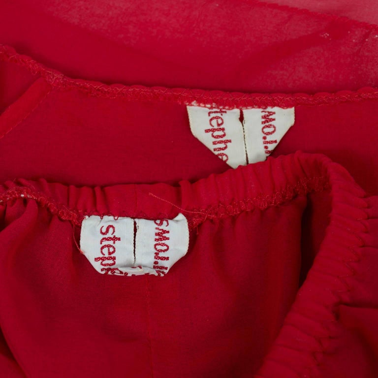 1970s Stephen Burrows Red Chiffon Evening Pantsuit Ensemble Dress Alternative For Sale 6