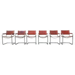 1970s Stendig Leather and Chrome Dining Chairs, a Set of 6