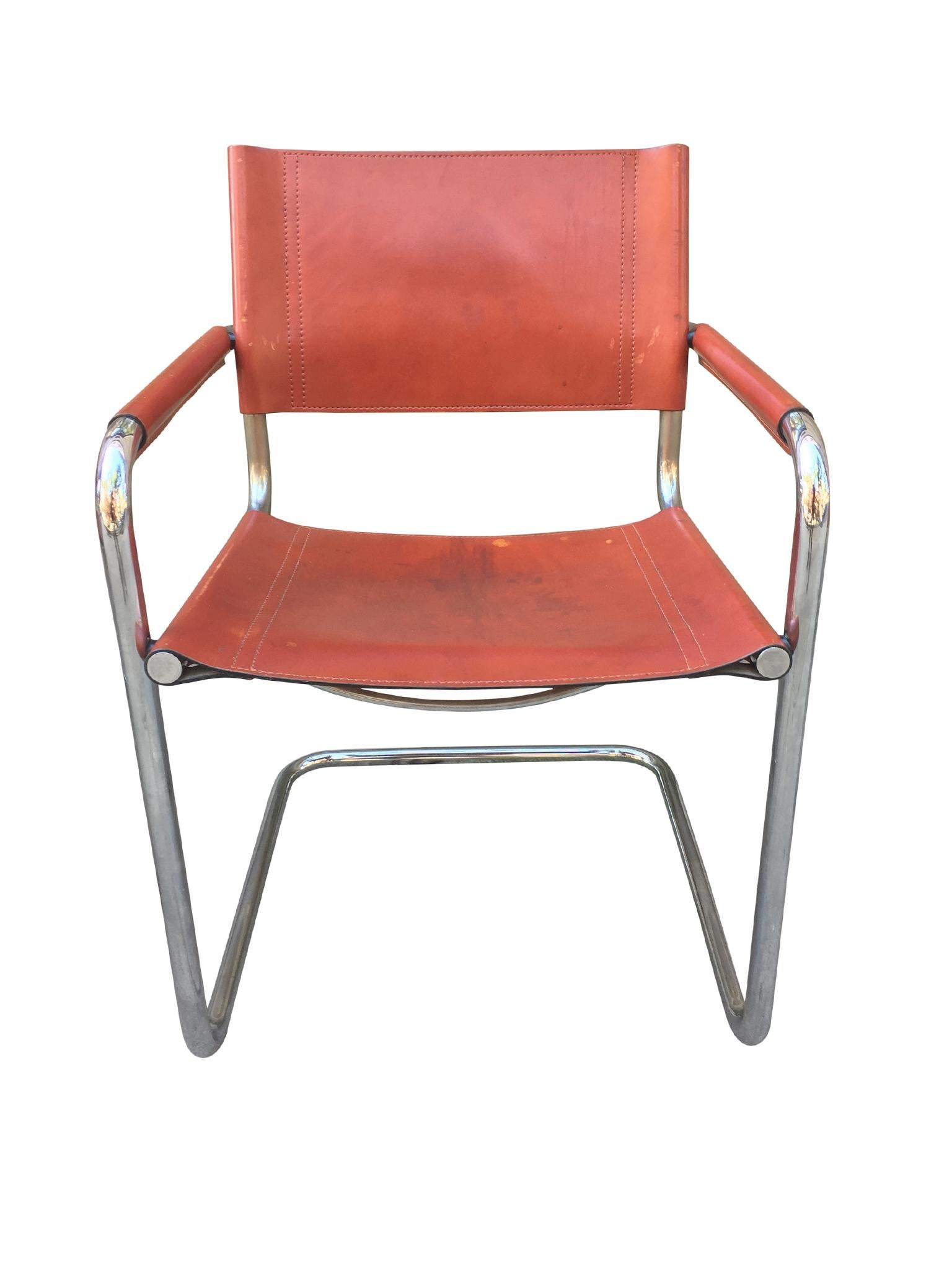 1970s Stendig Leather and Chrome Dining Chairs, a Set of 6 3