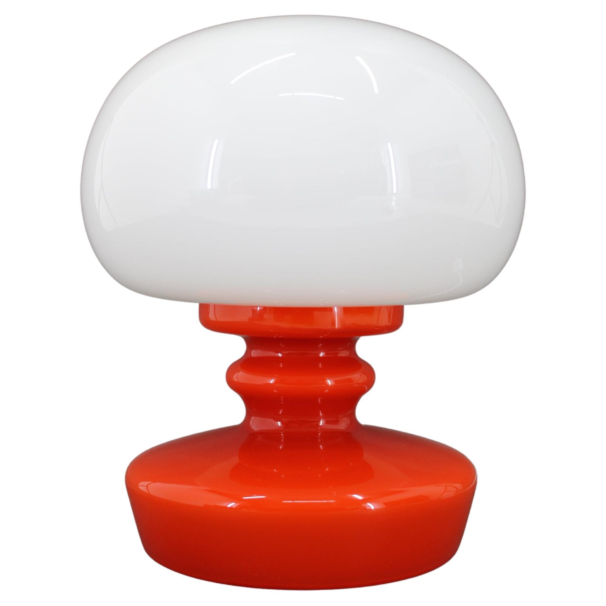 1970s Stepan Tabery Opaline Glass Mushroom Table Lamp, Czechoslovakia