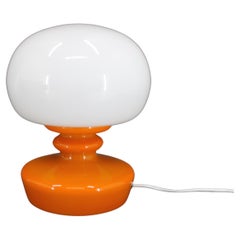1970s Stepan Tabery Orange Glass Mushroom Table Lamp, Czechoslovakia