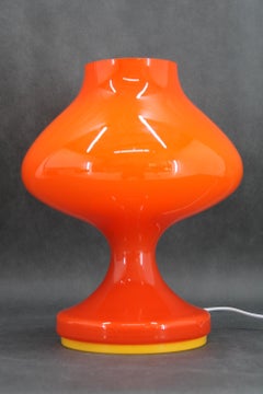 Stepan Tabery, orangefarbene Glas-Tischlampe, Tschechoslowakei, 1970er Jahre