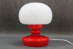 1970s Stepan Tabery Red Glass Mushroom Table Lamp, Czechoslovakia