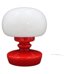 1970s Stepan Tabery Red Glass Mushroom Table Lamp, Czechoslovakia
