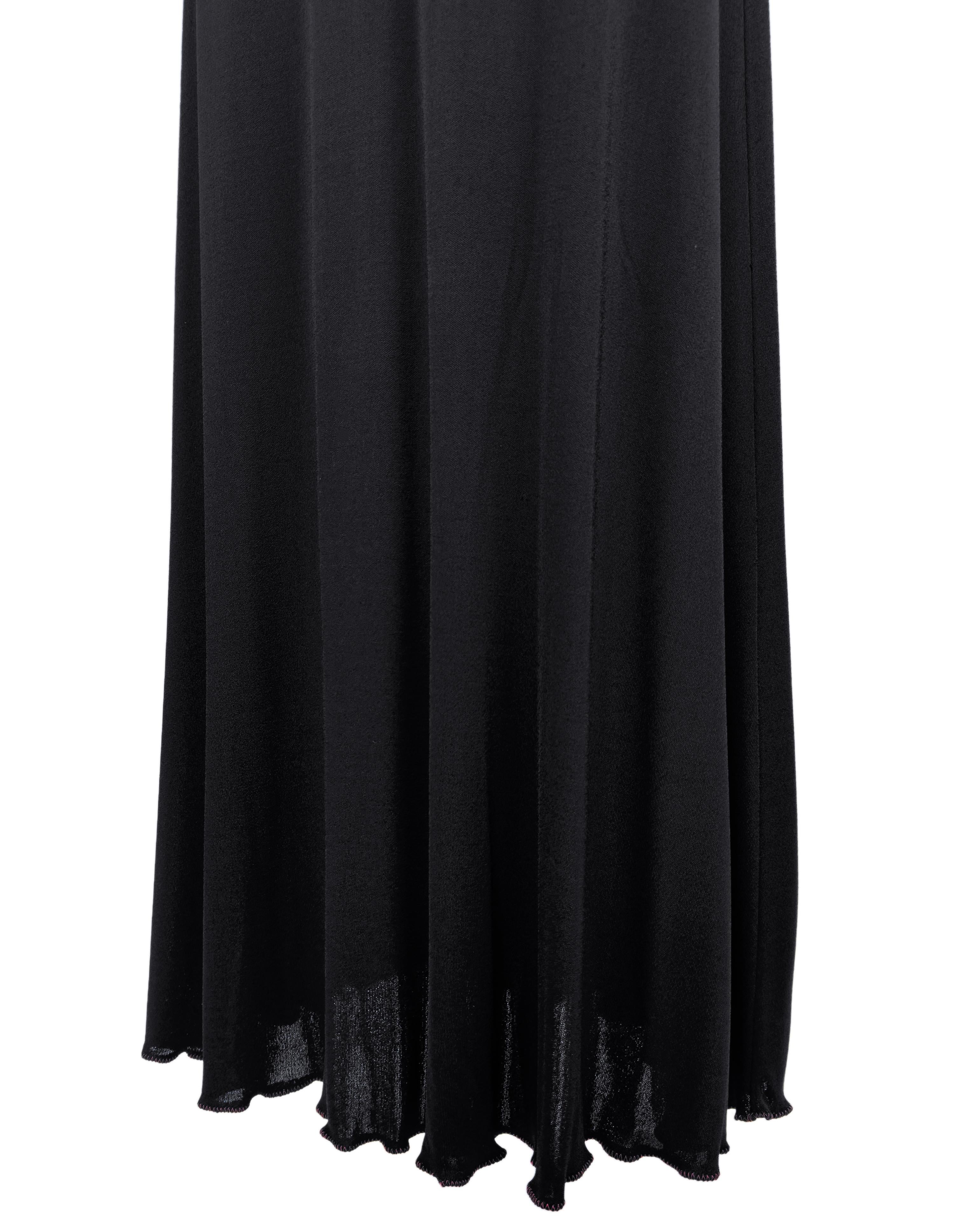1970's Stephen Burrows Black and Burgundy Slip Style Gown For Sale 2