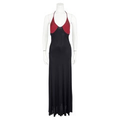 1970's Stephen Burrows Black and Burgundy Slip Style Gown