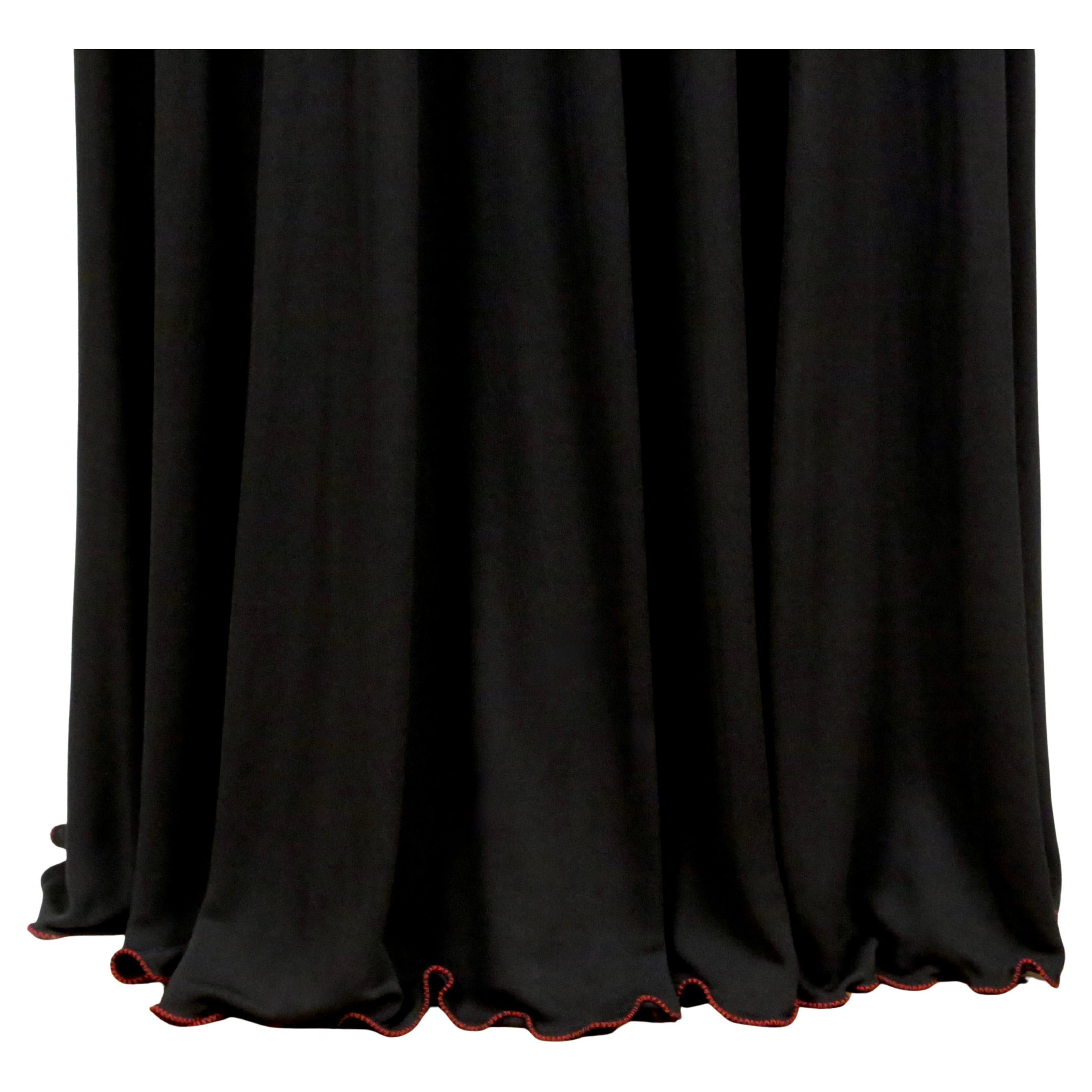 1970's STEPHEN BURROWS black jersey maxi dress with red 'lettuce' edges For Sale 6