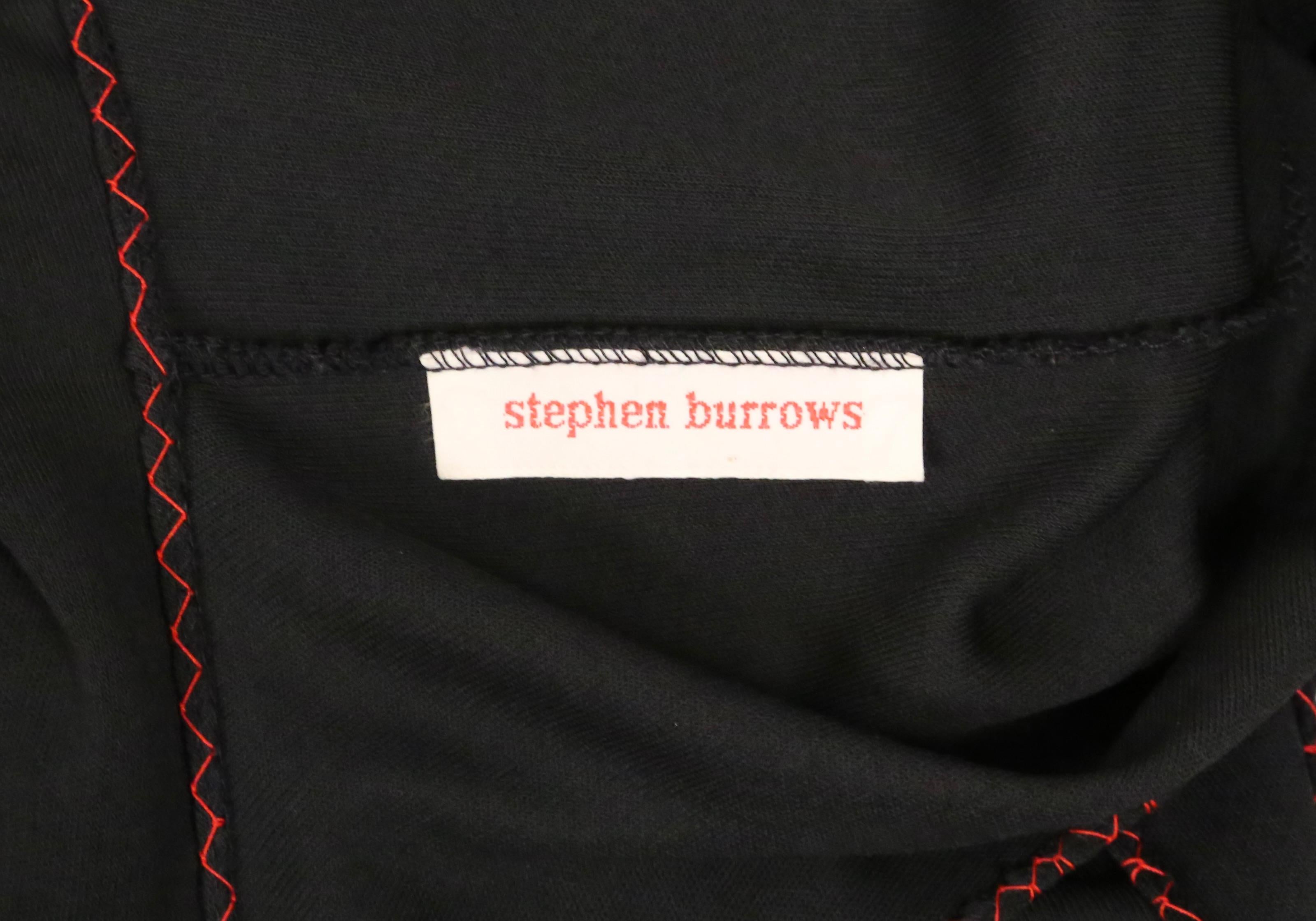 1970's STEPHEN BURROWS black jersey maxi dress with red 'lettuce' edges For Sale 7