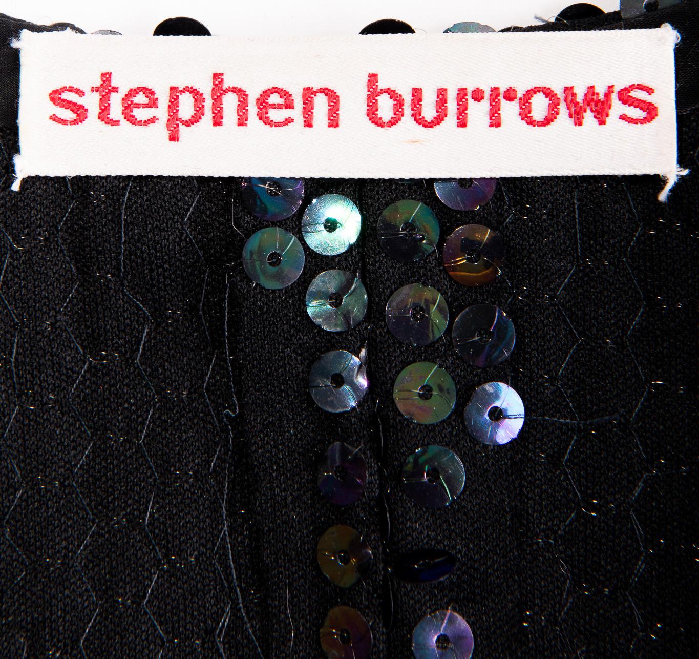 Stephen Burrows - Robe en jersey bleu marine profond à paillettes iridescentes, années 1970 en vente 4