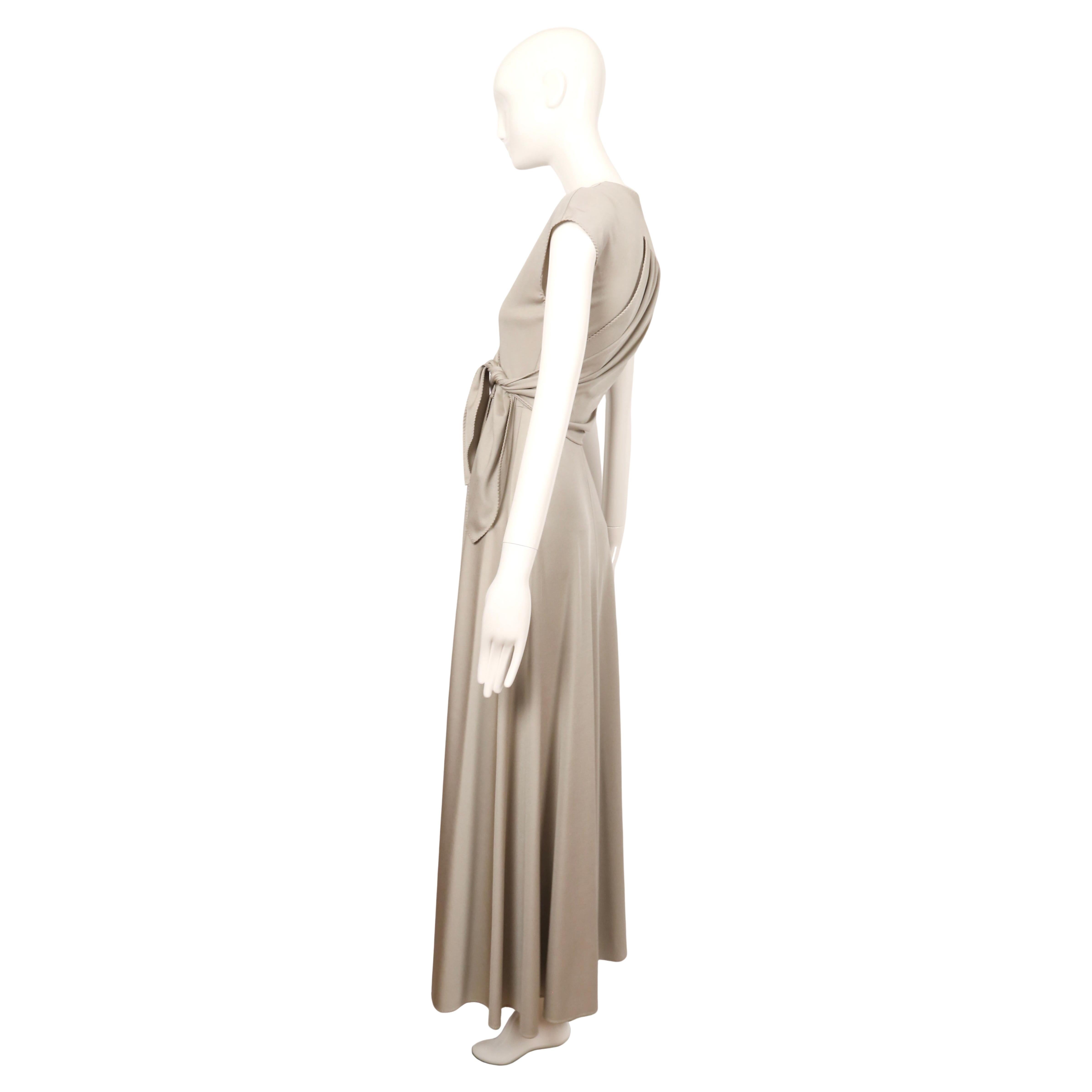 1970's STEPHEN BURROWS oyster jersey wrap dress with 'lettuce' edges In Good Condition For Sale In San Fransisco, CA
