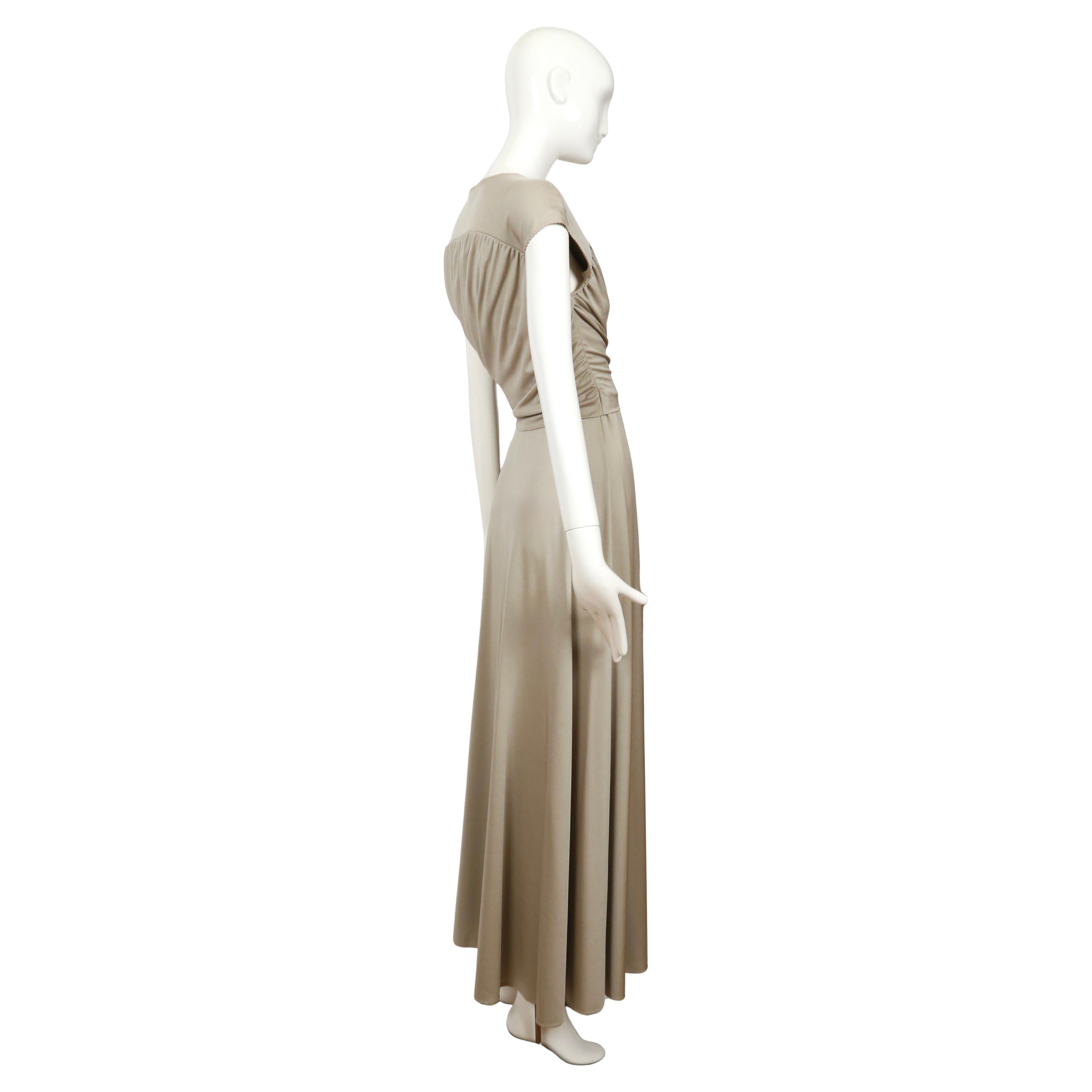 1970's STEPHEN BURROWS oyster jersey wrap dress with 'lettuce' edges For Sale 1