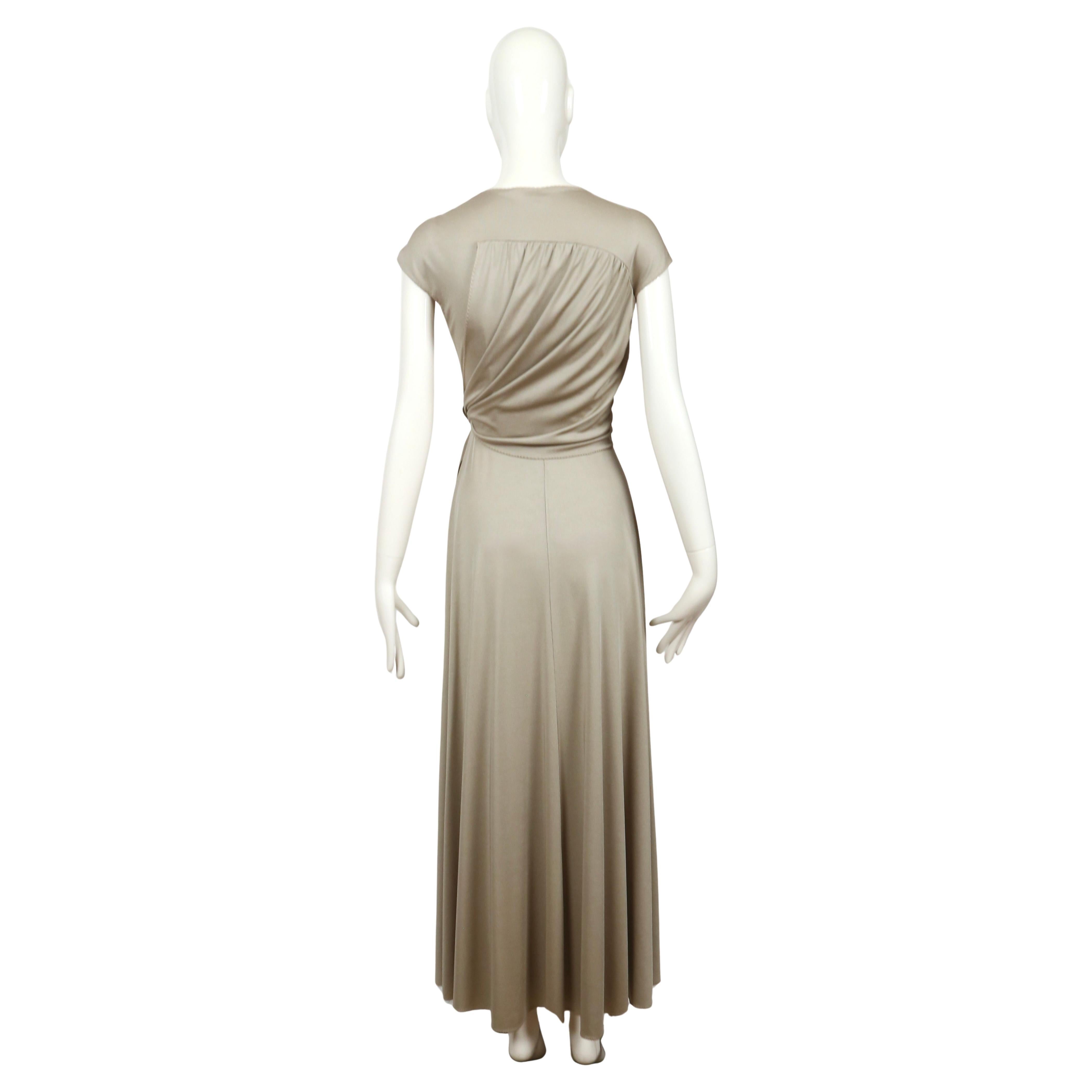 1970's STEPHEN BURROWS oyster jersey wrap dress with 'lettuce' edges For Sale 3