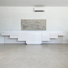 1970's Stepped Custom Large Scale 16 Foot Lacquered Wood Credenza