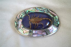 1970s Sterling Abalone and Lucite Scorpion Belt Buckle