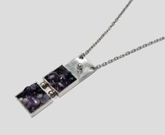 1970s Sterling Abstract Amethyst Necklace Dansk Smykkekunst