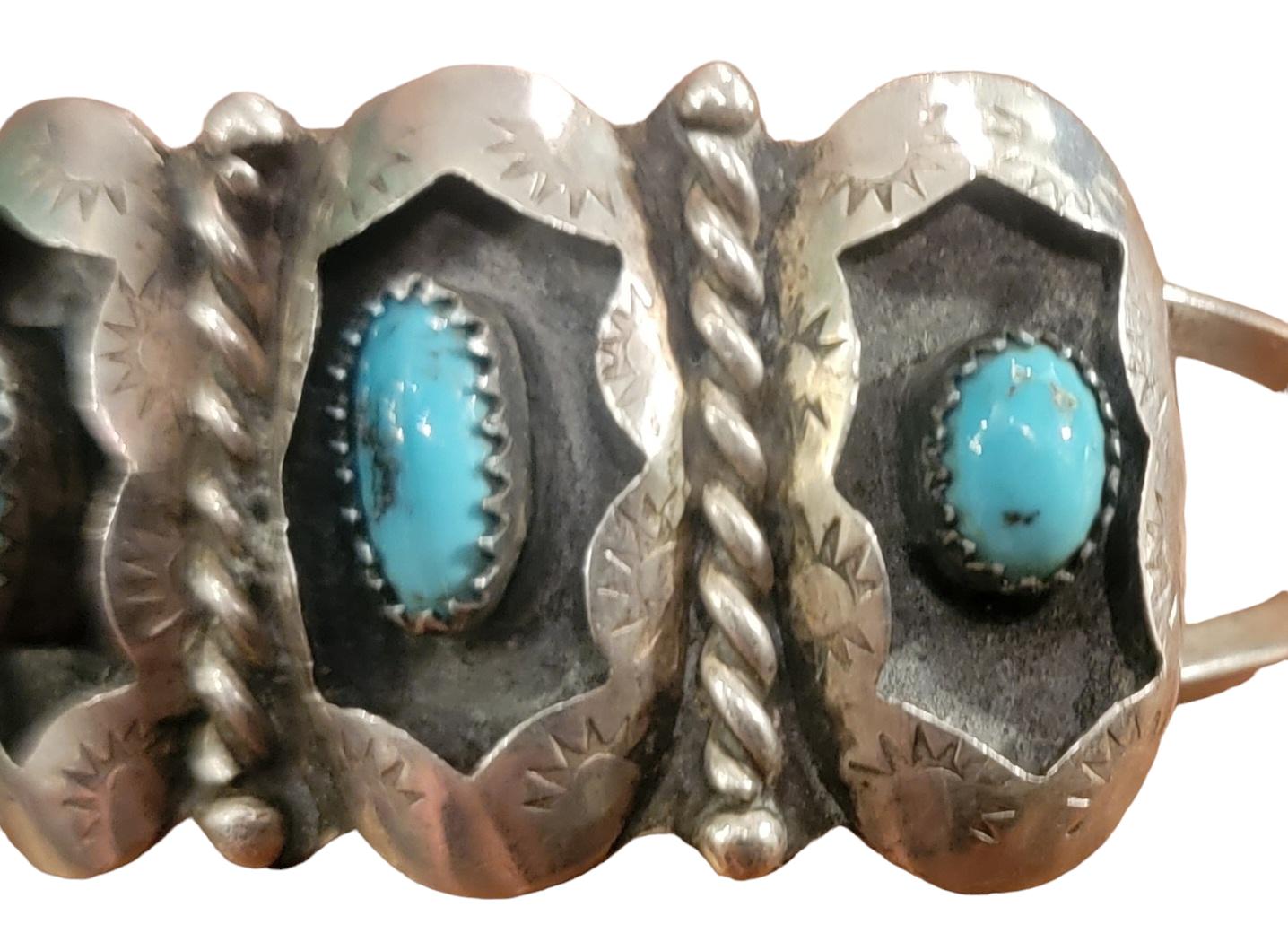 Bead 1970s Sterling KingMan Native American Bracelet  For Sale