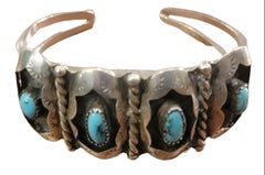 Vintage 1970s Sterling KingMan Native American Bracelet 