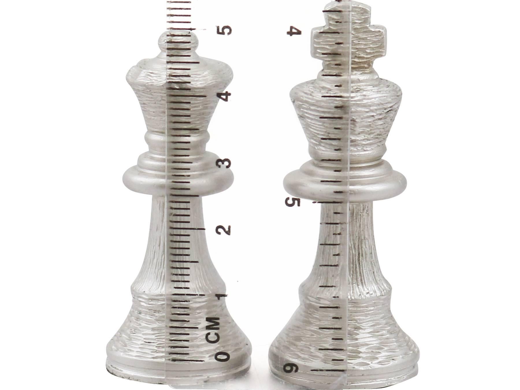jeu d'échecs en argent sterling et argent doré des années 1970 5