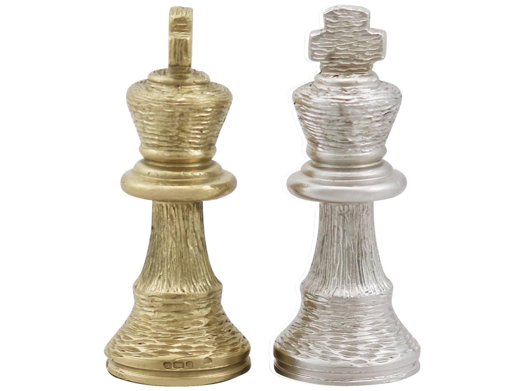 1970s Sterling Silver and Silver Gilt Chess Set 3