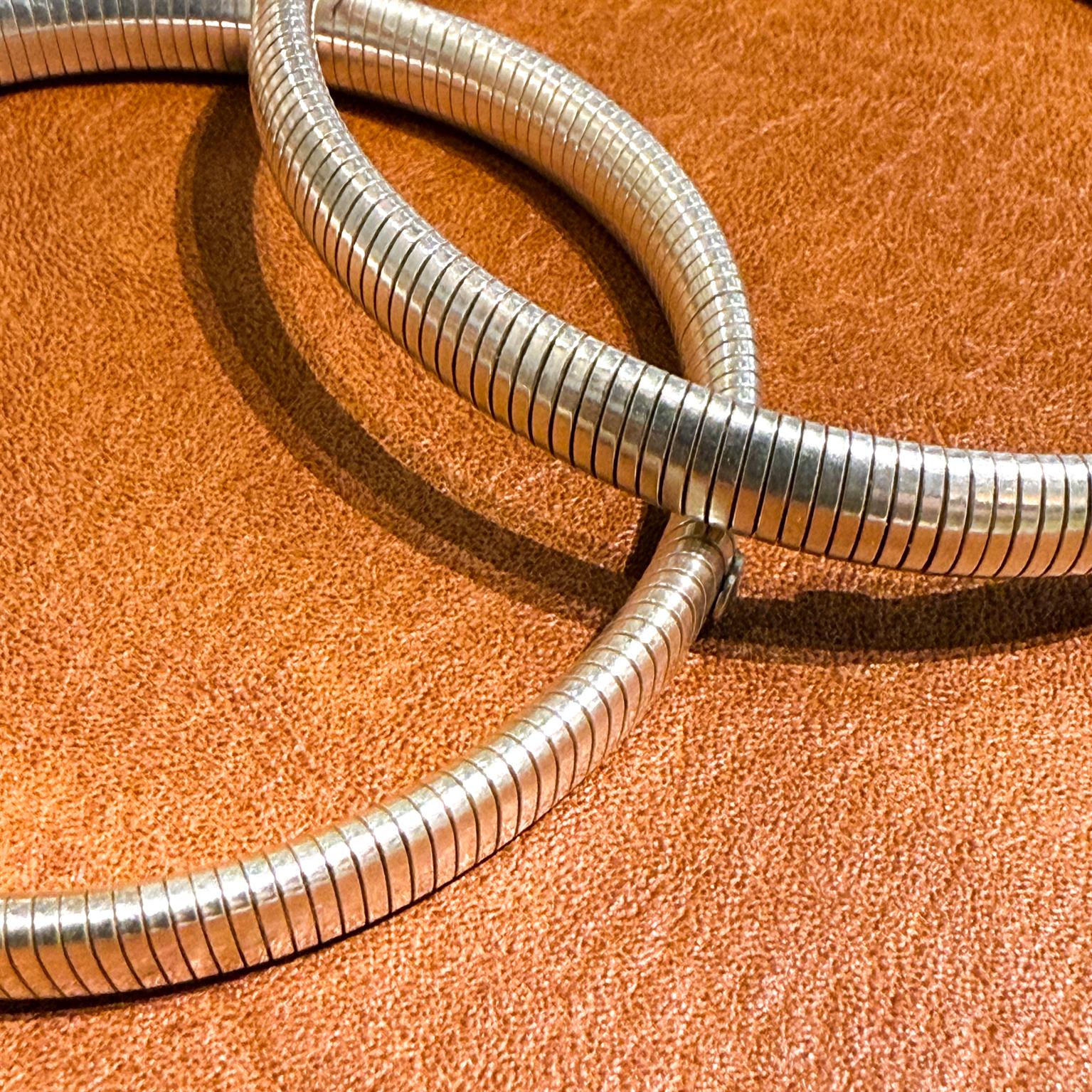 Late 20th Century 1970s Sterling Silver Modernist Bracelets 925 Stretch Flex For Sale