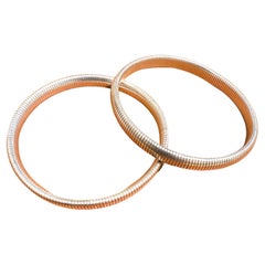 Bracciali modernisti in argento Sterling 1970 925 Stretch Flex