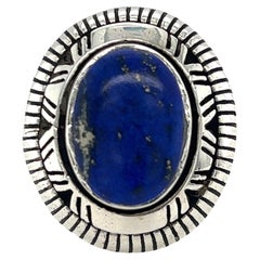 1970s, Sterling Silver Oval Lapis Lazuli Ring