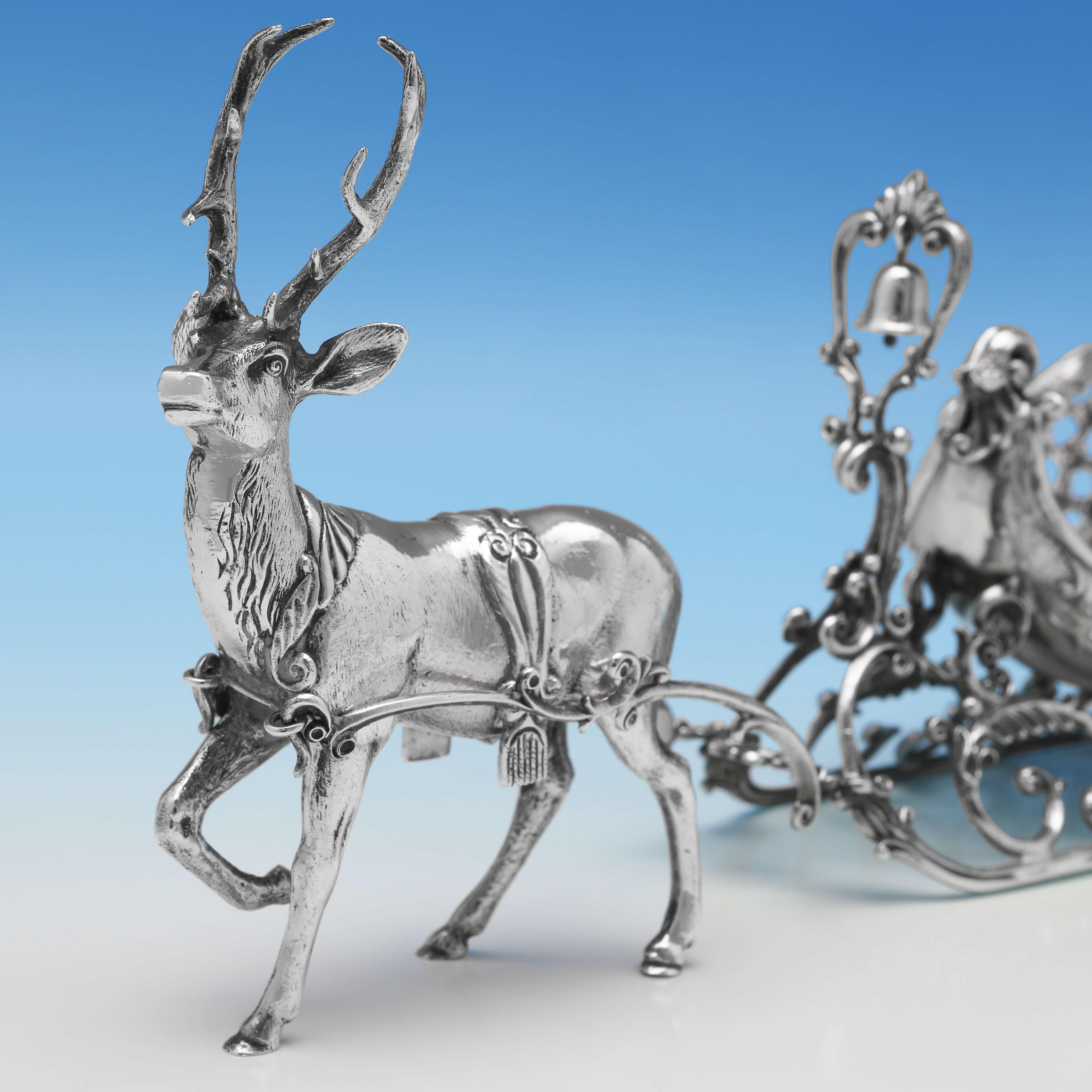 silver reindeer and sleigh
