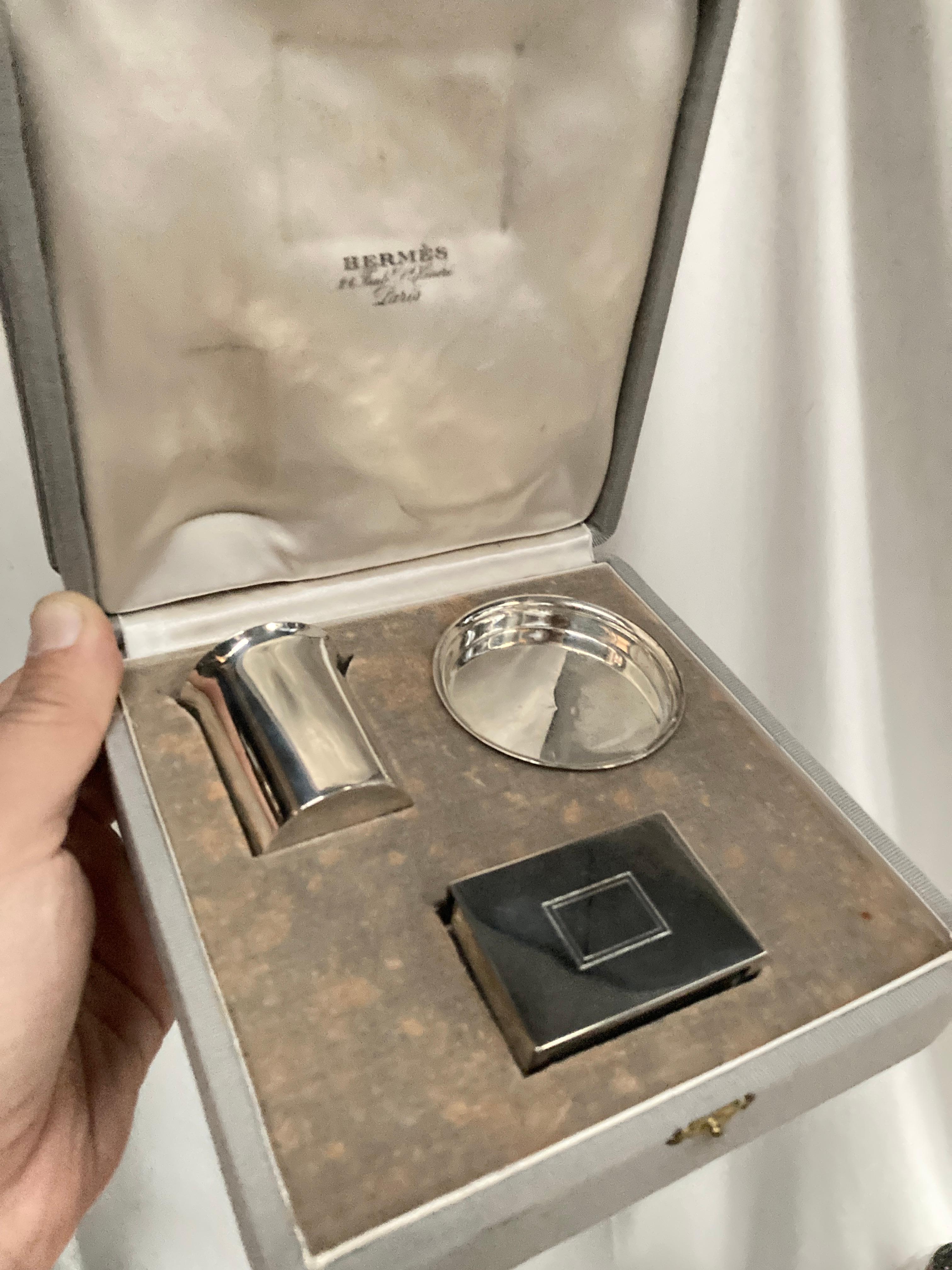 Europeo Set da fumo in argento Sterling anni '70 di Hermès Paris in vendita