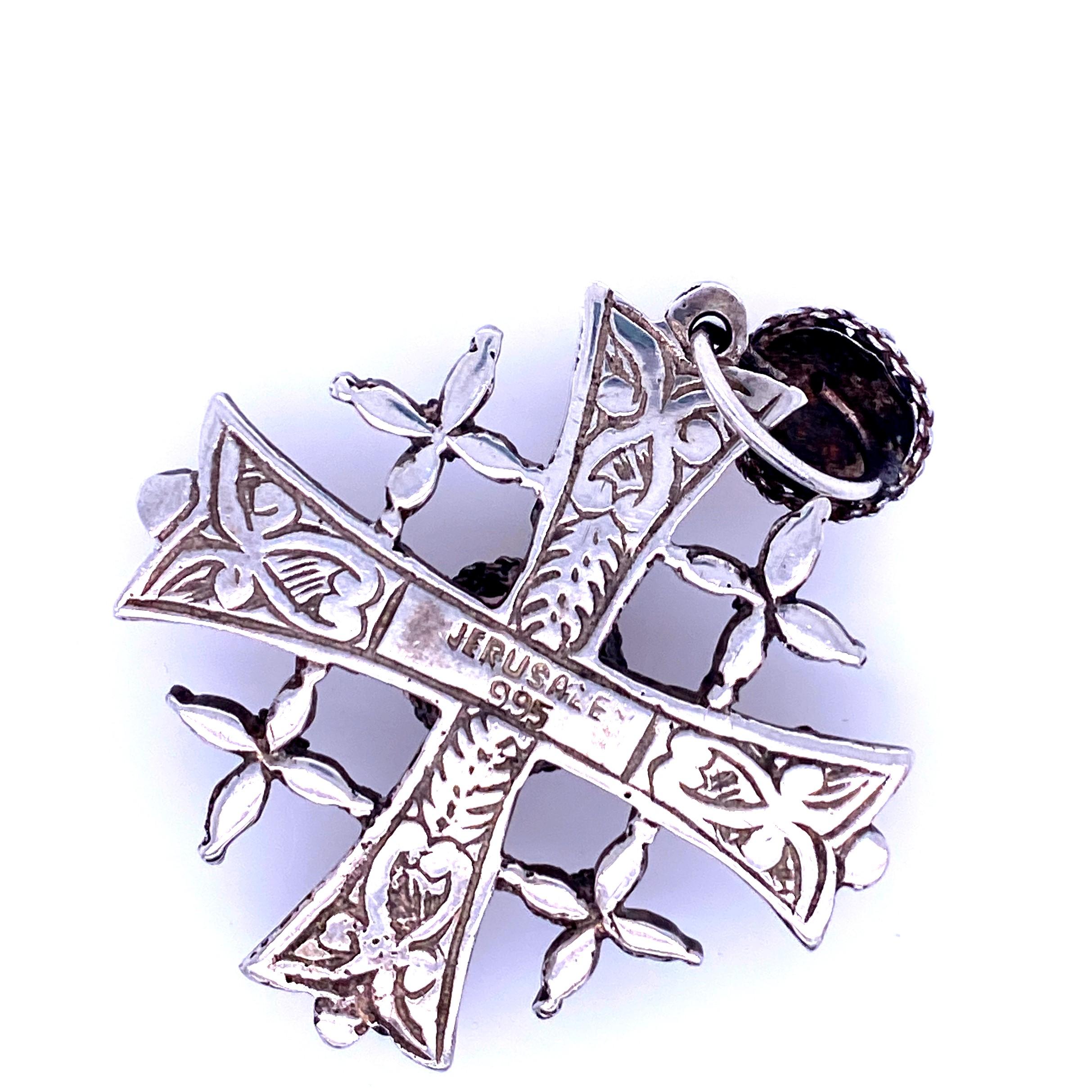 1970s Sterling Silver Textured Cross Pendant In Good Condition In Towson, MD
