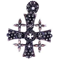 1970s Sterling Silver Textured Cross Pendant