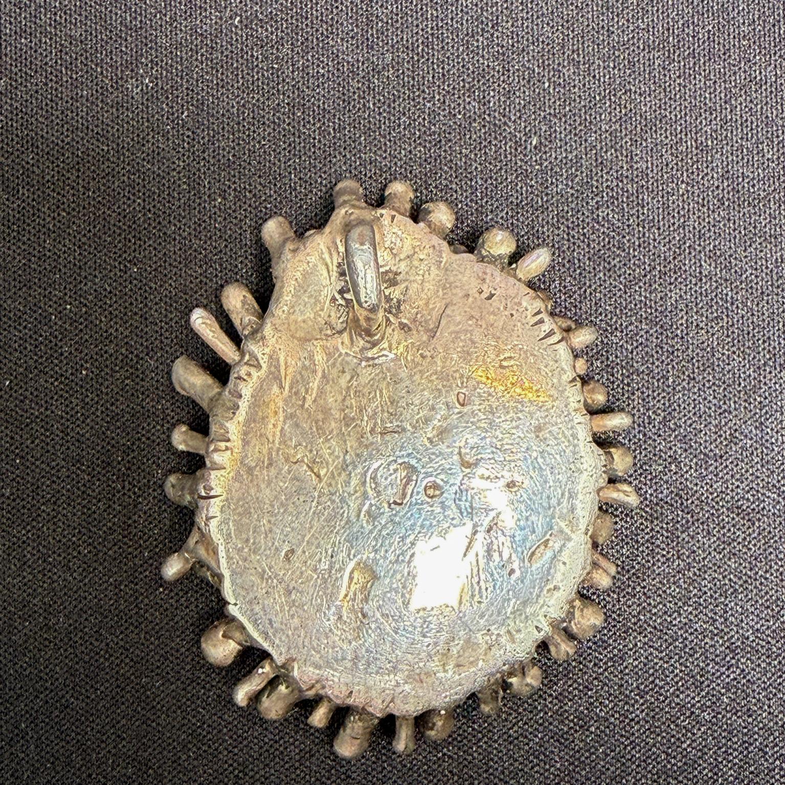 1970s Sterling Silver Turquoise Pendant Attributed Pal Kepenyes Spores In Good Condition For Sale In Chula Vista, CA