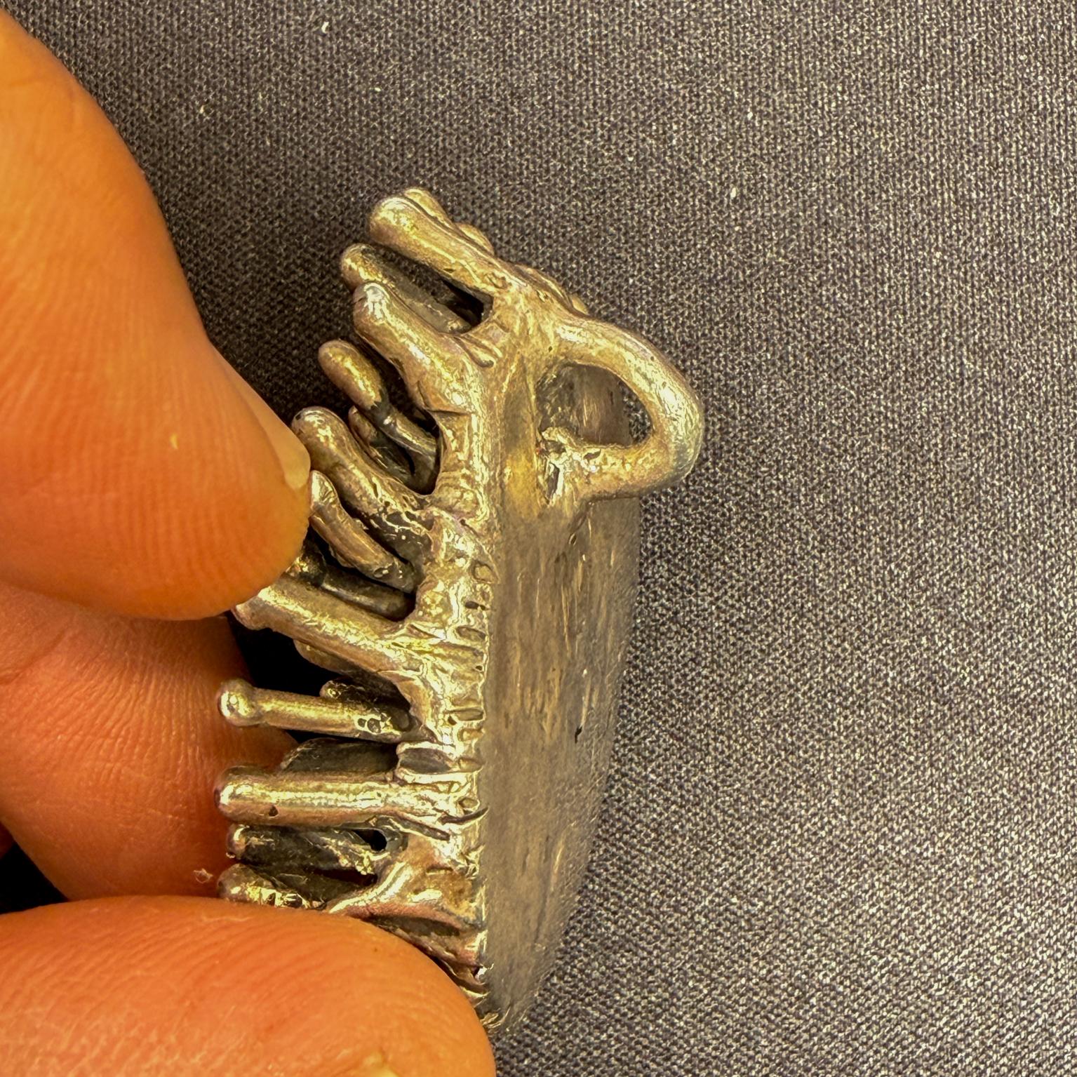 20th Century 1970s Sterling Silver Turquoise Pendant Attributed Pal Kepenyes Spores For Sale
