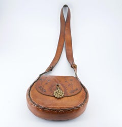 1970s Steven Burr Buckled Leather California Hippie Hip Purse Bag