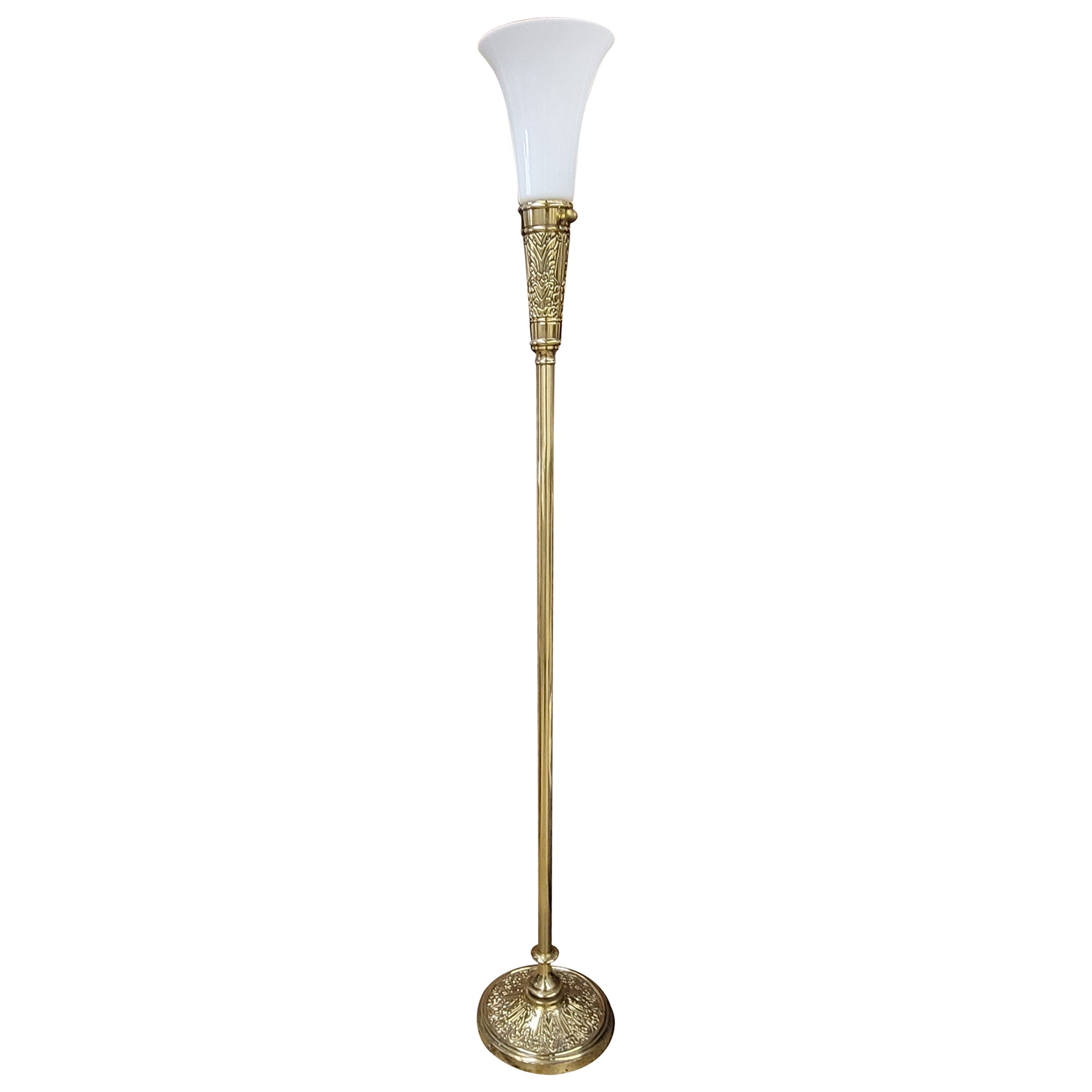 Anni '70 Stifel  Lampada da terra in ottone Torchiere in stile Art Deco