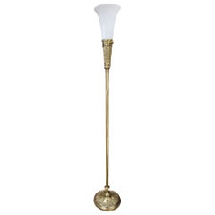 Anni '70 Stifel  Lampada da terra in ottone Torchiere in stile Art Deco