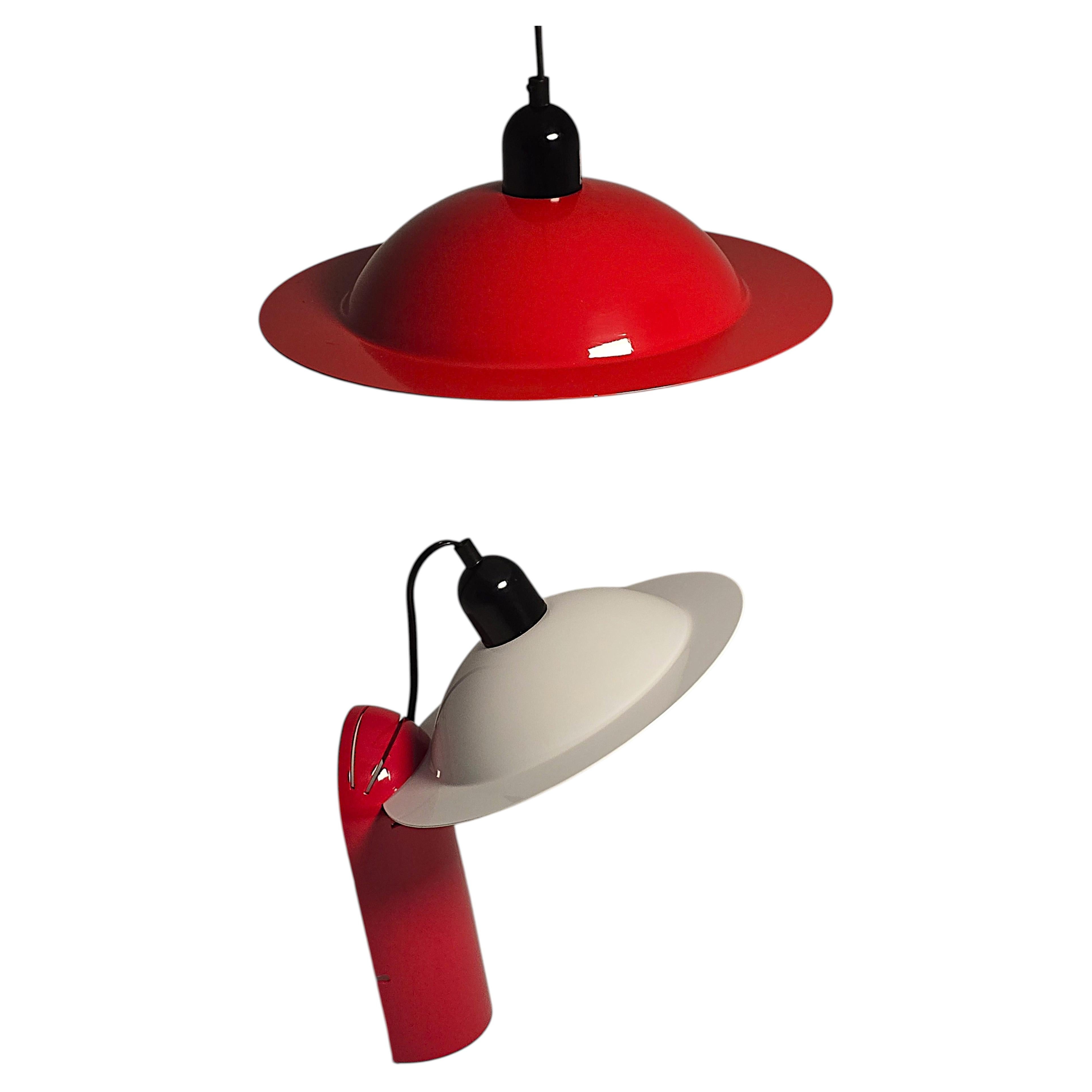 1970s Stilnovo Lampiatta Early Edition of Table Lamp and Pendant Duo , Italy For Sale