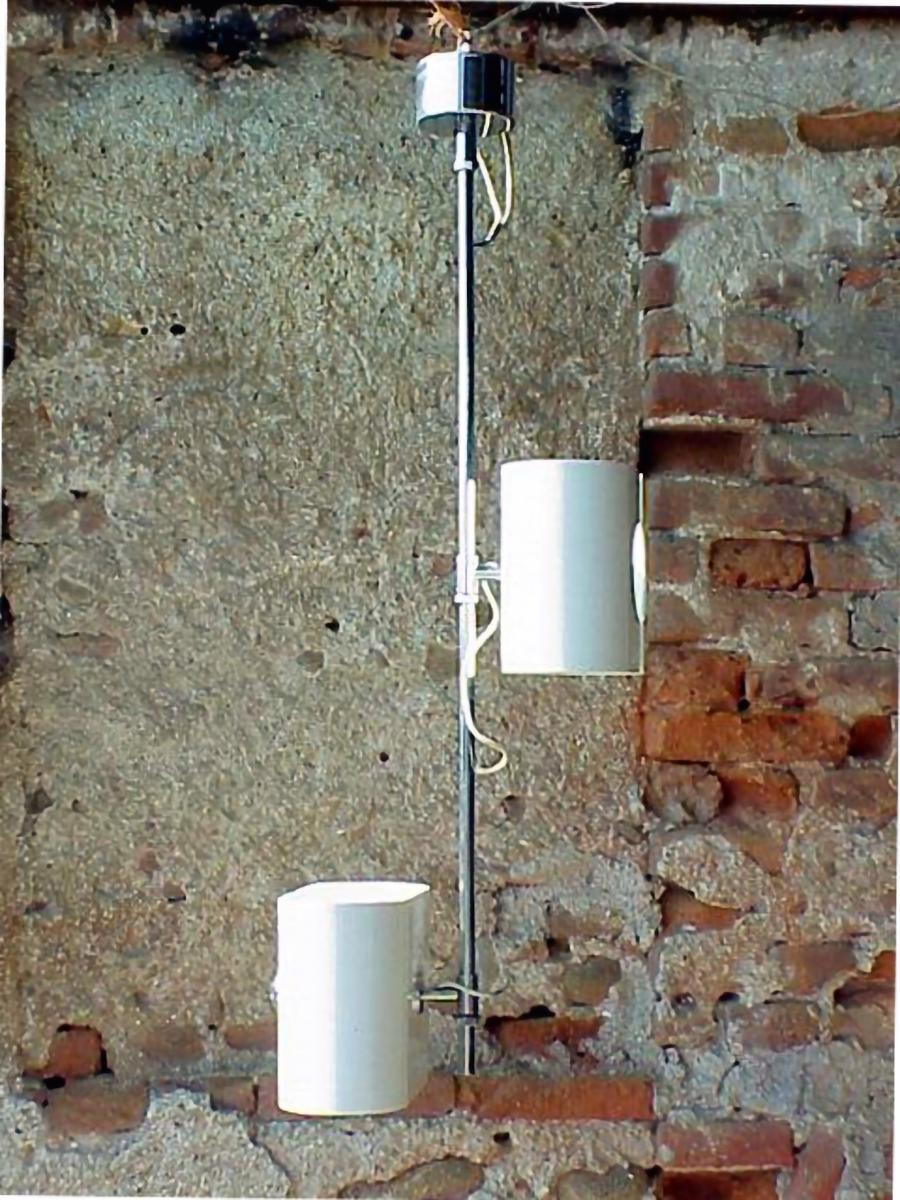 Modern 1970s Stilux Italy Production Design Two Point Light Ceiling Lamp Aluminum For Sale