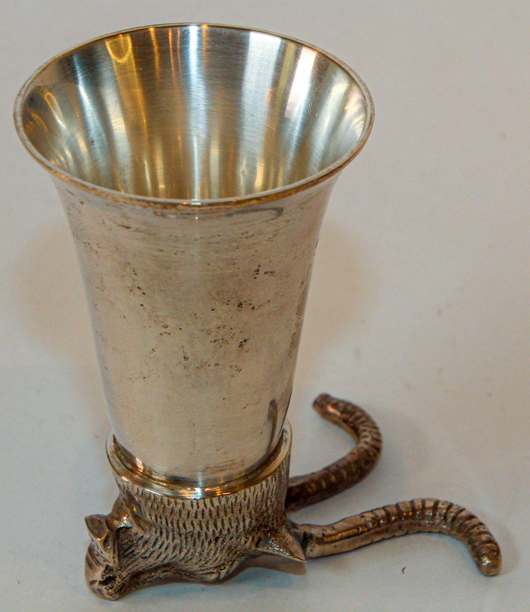 Victorian Silver Stirrup Cup Goblet Antelope Head Hunting Equestrian Barware Decor 1970s For Sale