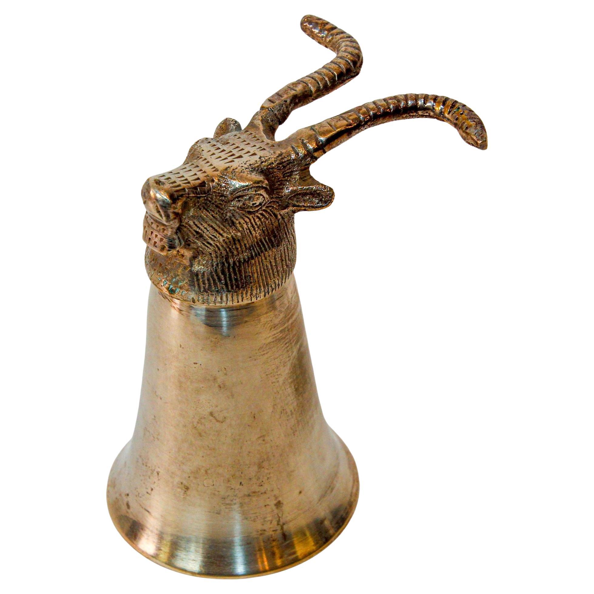 A Silver Stirrup Cup Goblet Antelope Head Hunting Equestrian Barware Decor 1970s en vente